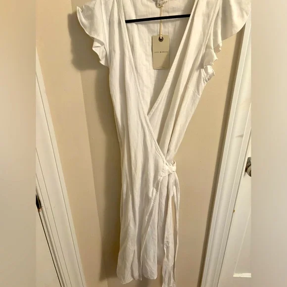 Lucky Brand White Linen Wrap Dress